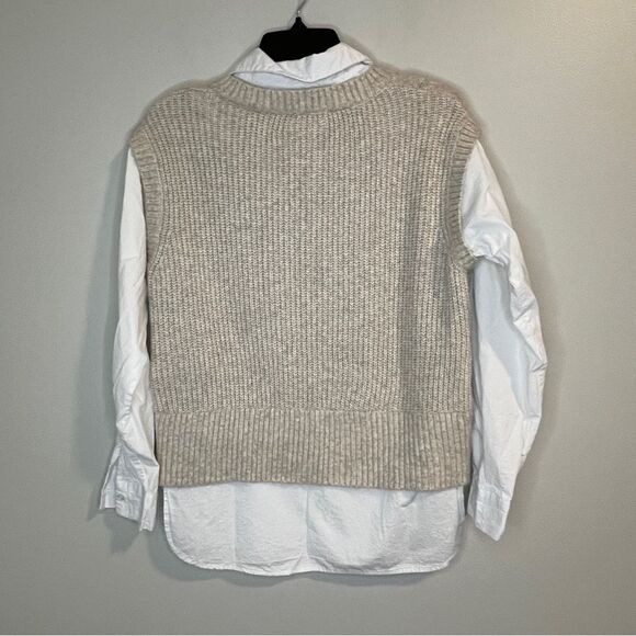 Sincerely Jules Cable Knit Sweater Vest with Attached Button Up Top M - Picture 2 of 4
